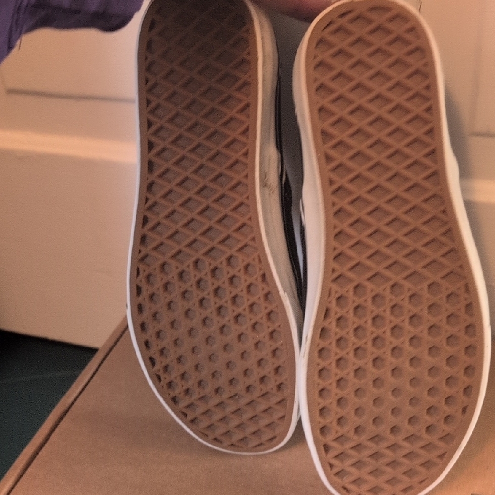 Vans Men's Black and White Slip-On Sneakers - Picture 2 of 5
